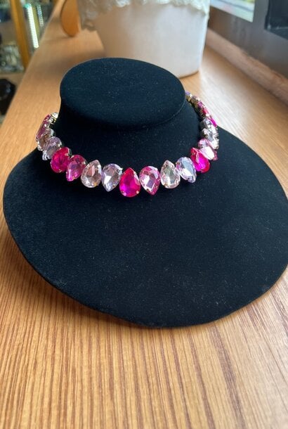 Barbie Pink Teardrop Rhinestone Necklace