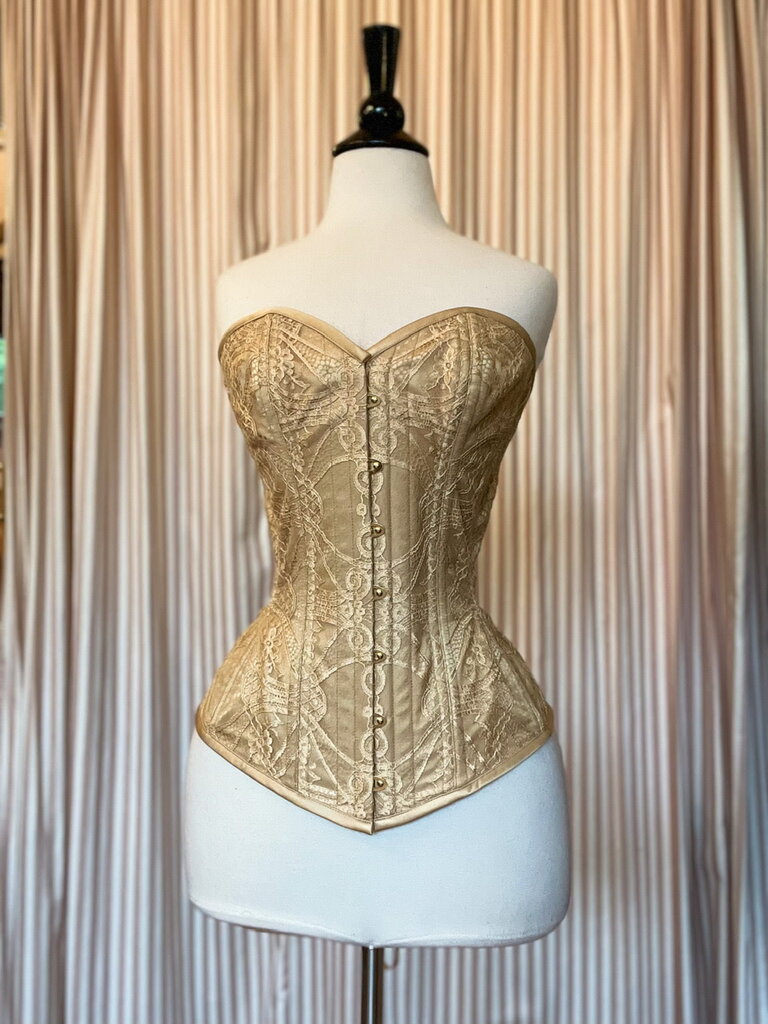 Dark Garden Sweetheart in Honey Satin with Gold Lace Overlay 22 (Limited Edition)