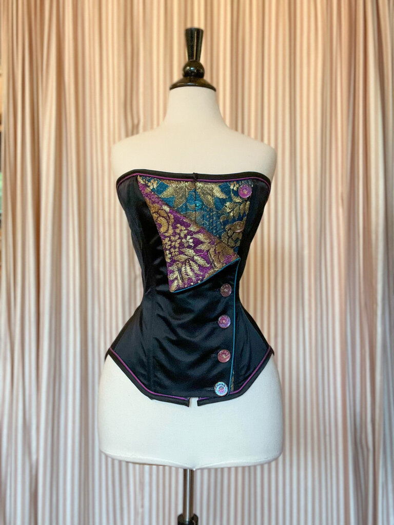 Dollymop for Dark Garden Black Silk & Peacock Czech Glass Dollymop Overbust Lancer 22 (Limited Edition)