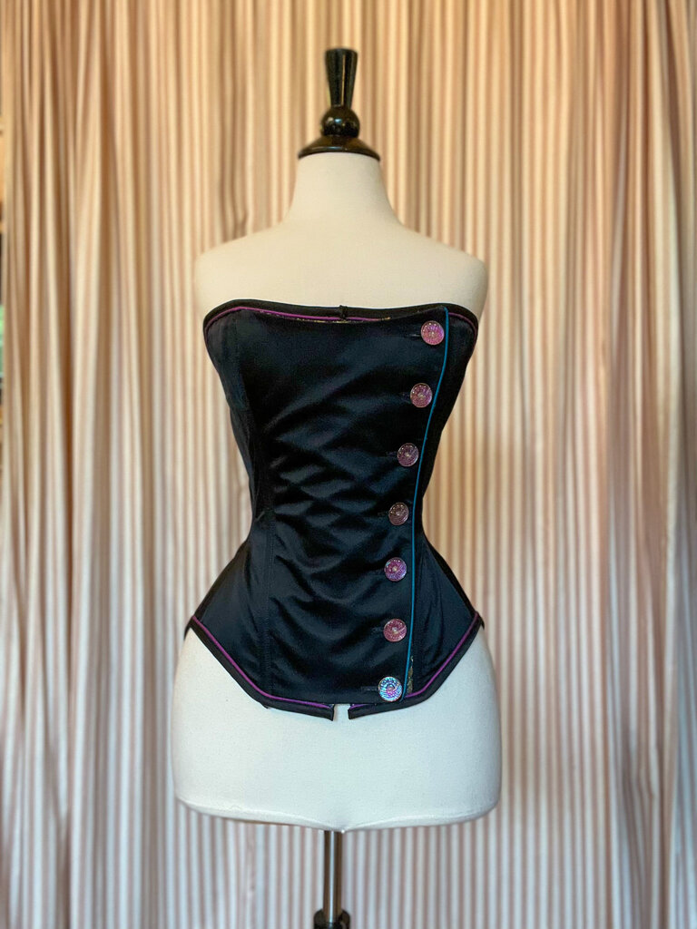 Dollymop for Dark Garden Black Silk & Peacock Czech Glass Dollymop Overbust Lancer 22 (Limited Edition)