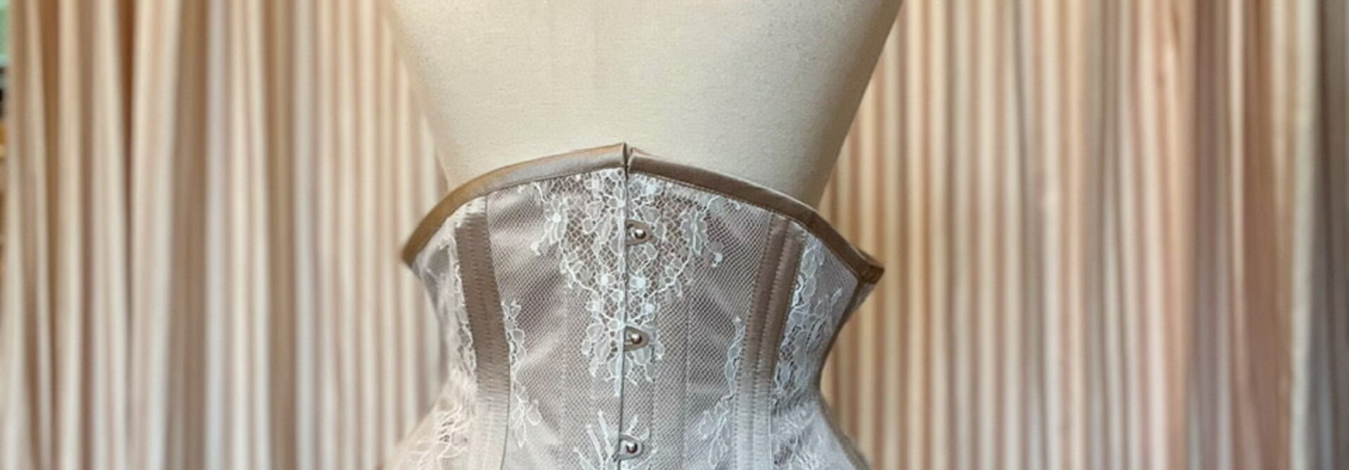 Limited Edition Waspie Mink Satin with White Lace Overlay 24