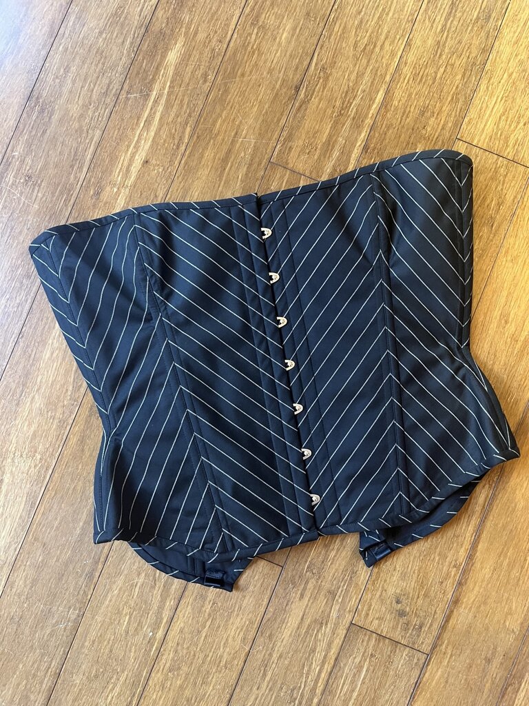Dark Garden White Pinstripe Dollymop Overbust 34 (Limited Edition)