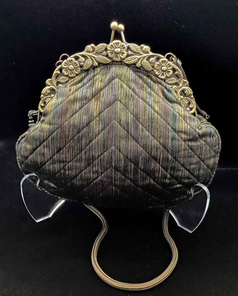 Ricki Design Ricki Designs Floral Brass Clasp Silk Clutch