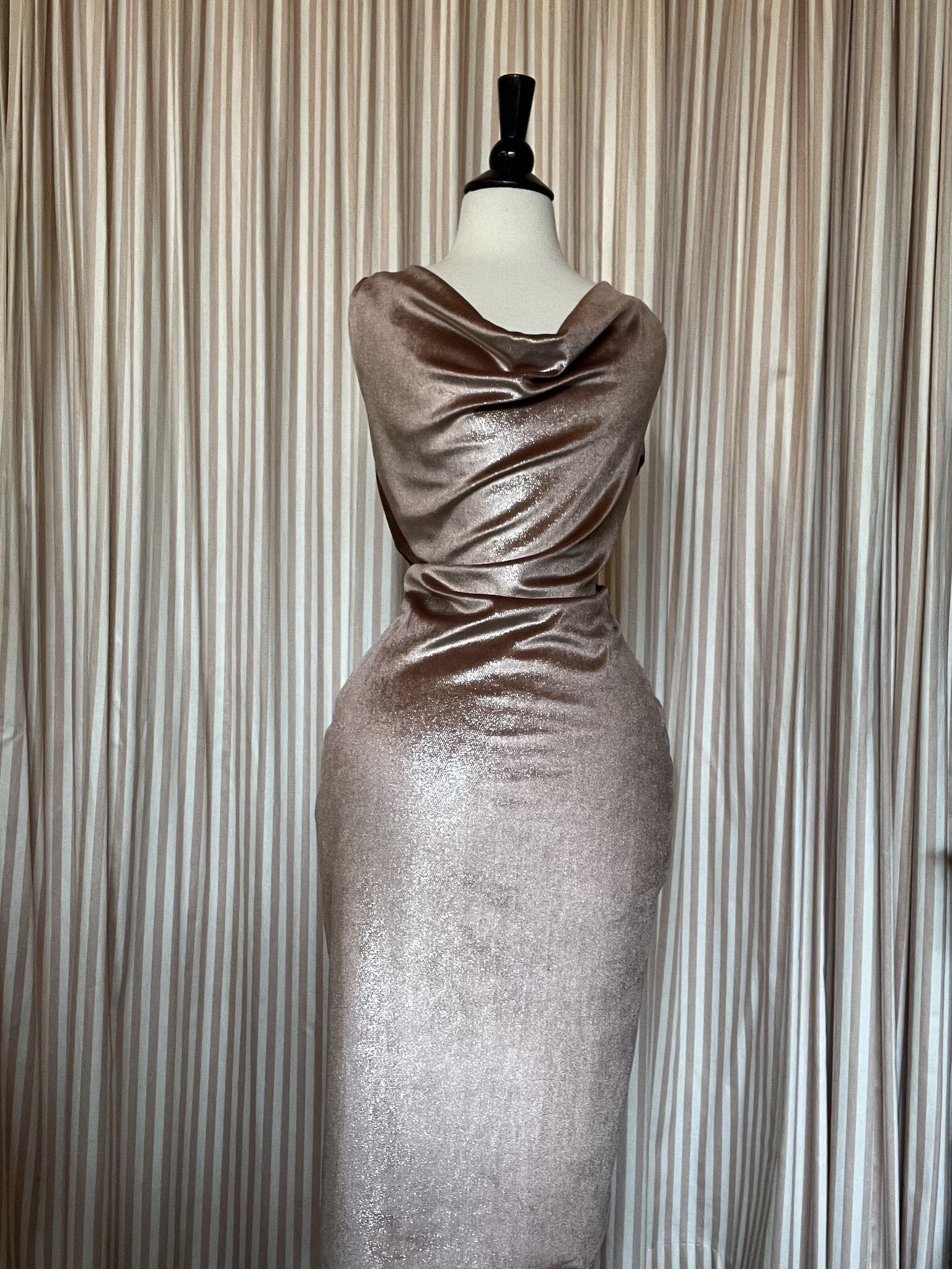 Limited Edition Sophia Dress Blush Stretch Velvet M-1