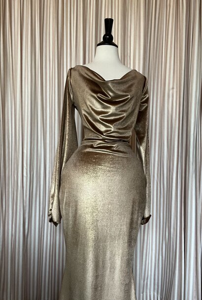 Limited Edition Sleeved Rosalind Gown Gold Velvet L