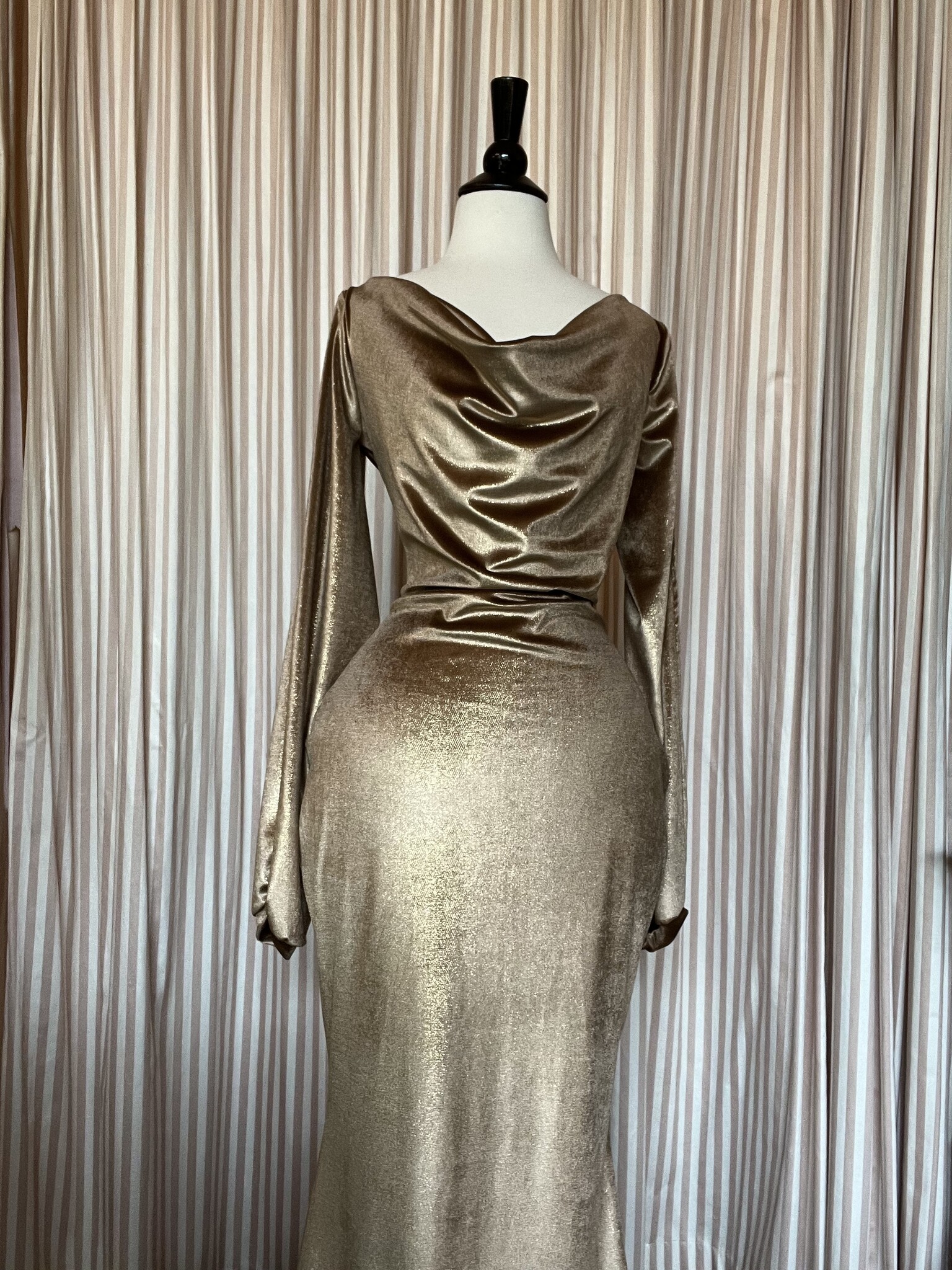 Limited Edition Sleeved Rosalind Gown Gold Velvet L-1
