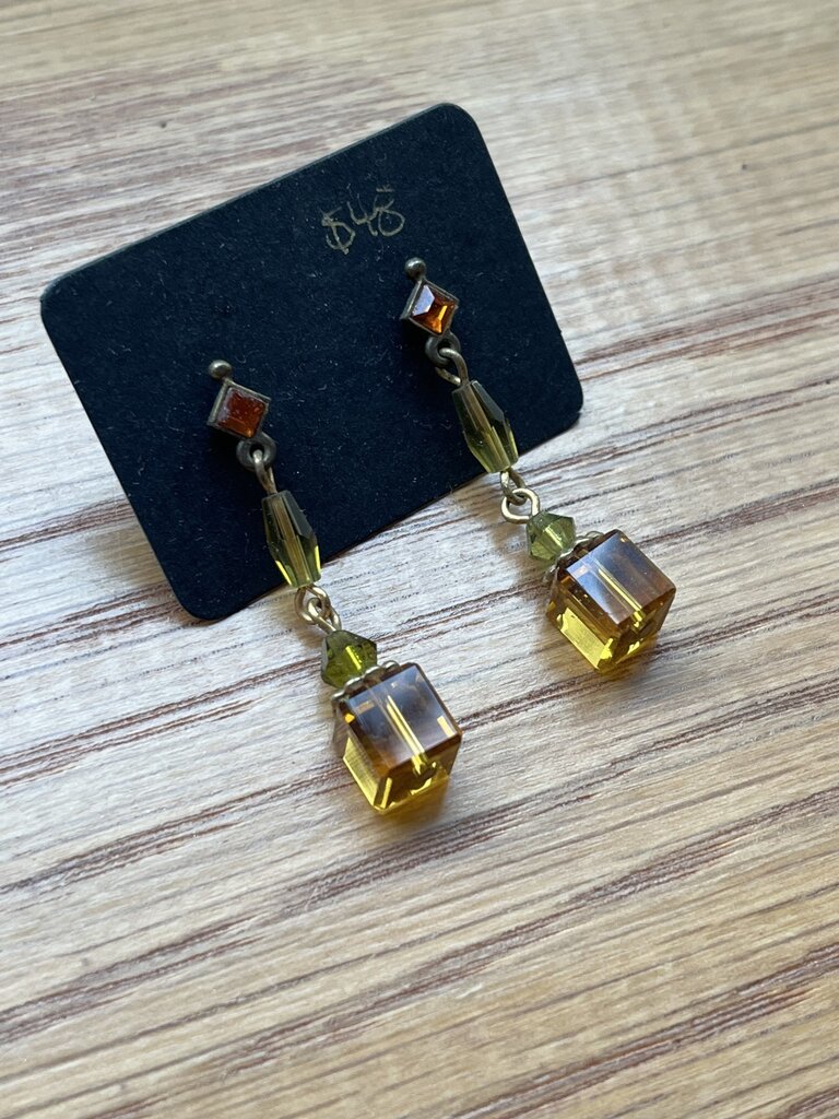 Clara Beau Clara Beau Rectangular Golden Shadow Post Earrings