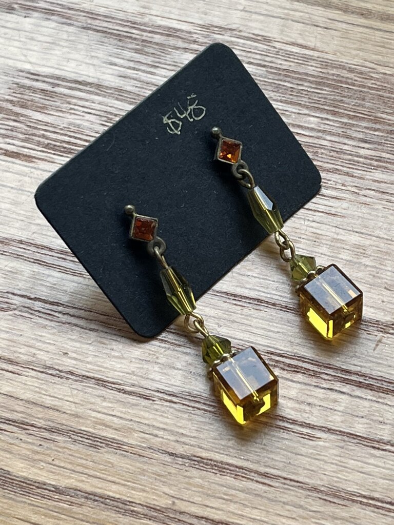 Clara Beau Clara Beau Rectangular Golden Shadow Post Earrings