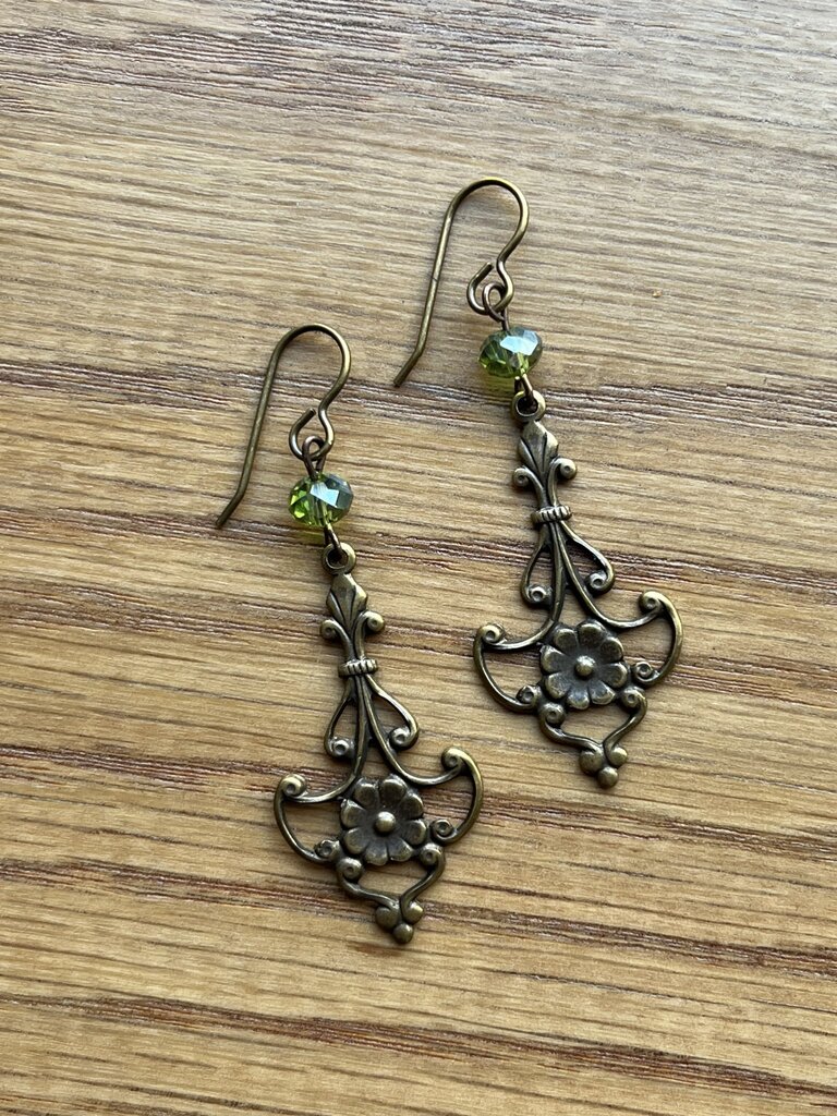C. Milne "Absinthe" Bronze Filigree Earrings