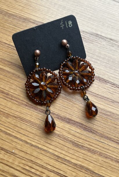 Vonnie Loree Topaz Beaded Shield Earrings