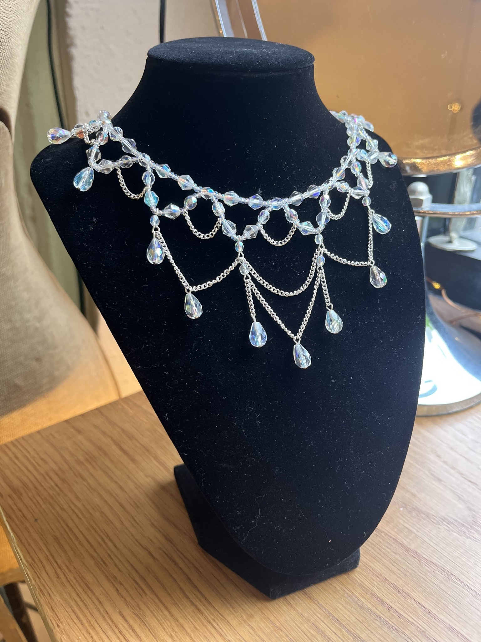Nancy K Gothic Chained Bib Crystal Necklace-1