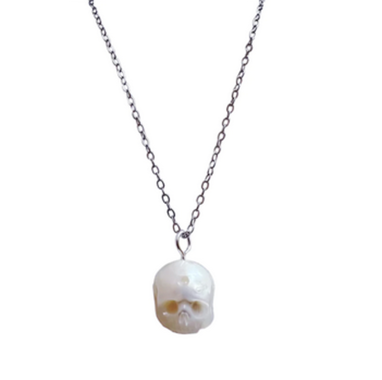 JANVS Studio JANVS Studio "Fae" Pearl Skull Necklace