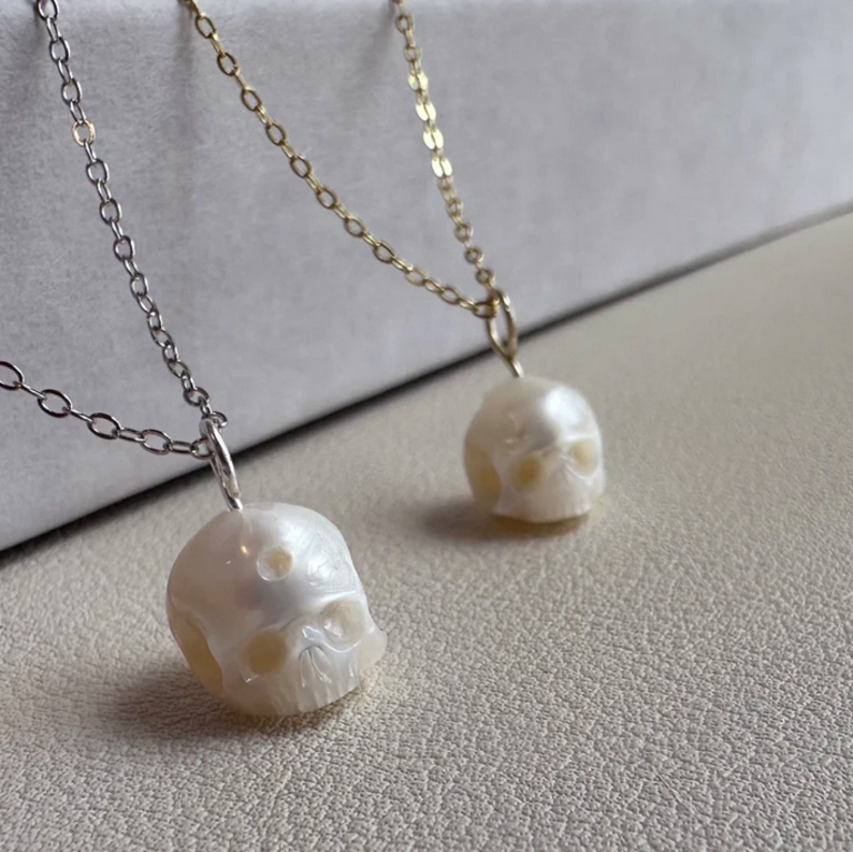 JANVS Studio JANVS Studio "Fae" Pearl Skull Necklace