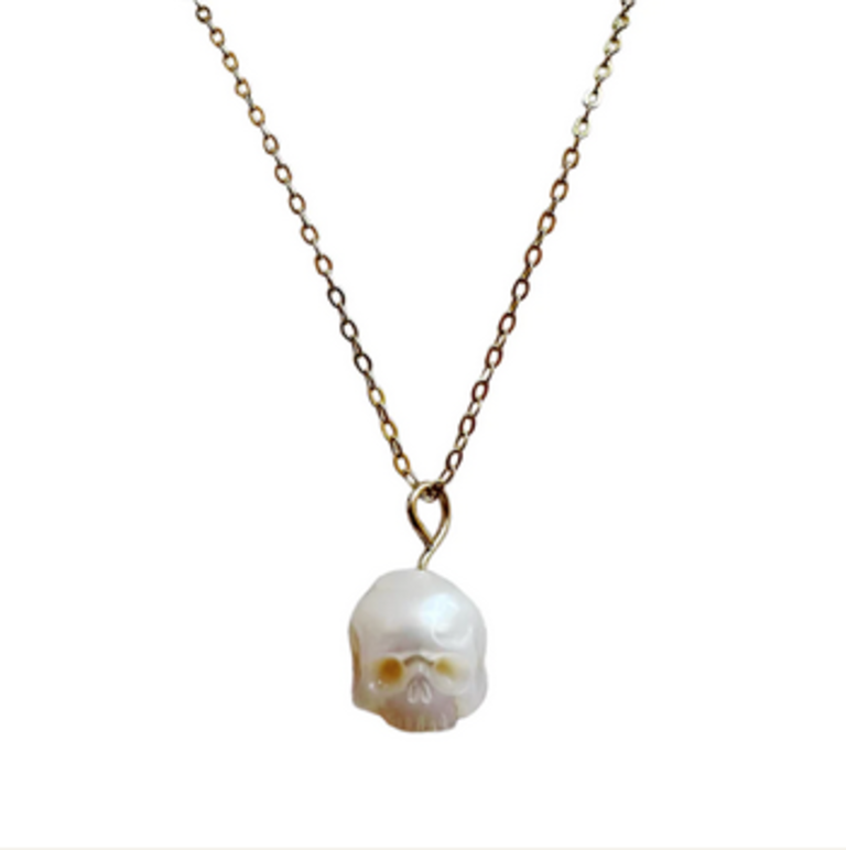 JANVS Studio JANVS Studio "Fae" Pearl Skull Necklace