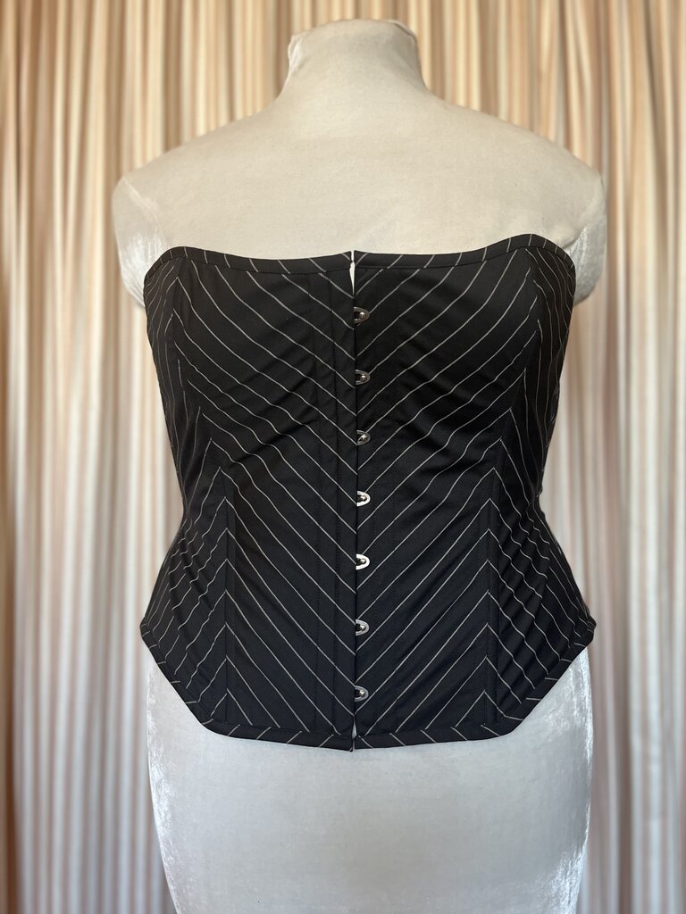 Dark Garden White Pinstripe Dollymop Overbust 34 (Limited Edition)