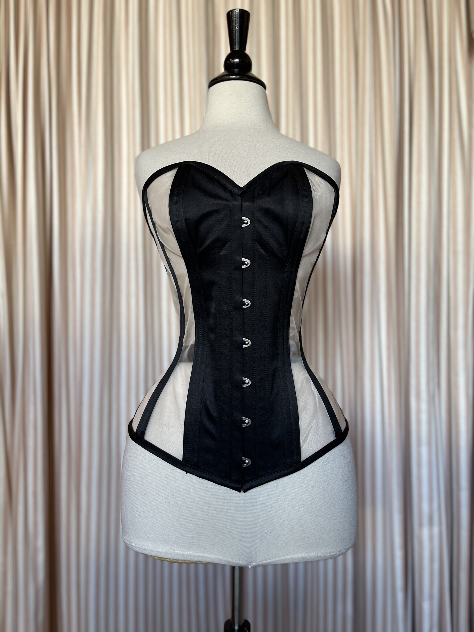 Limited Edition Black Satin with Blush Mesh Risque Valentine 22-1