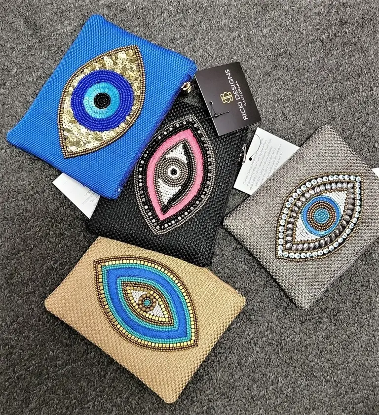 Ricki Design Ricki Designs Beaded Evil Eye Zipper Pouch