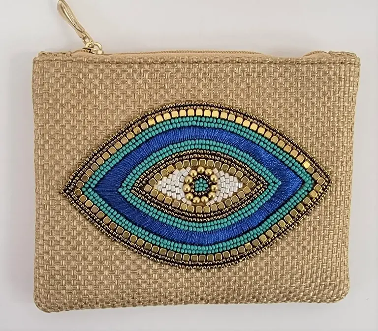 Ricki Design Ricki Designs Beaded Evil Eye Zipper Pouch
