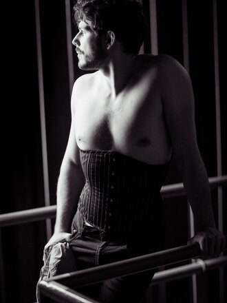 Dark Garden Signature Tailored Cincher in Cafe Au Lait Poplin Dark Garden Signature Tailored Cincher in Cafe Au Lait Poplin