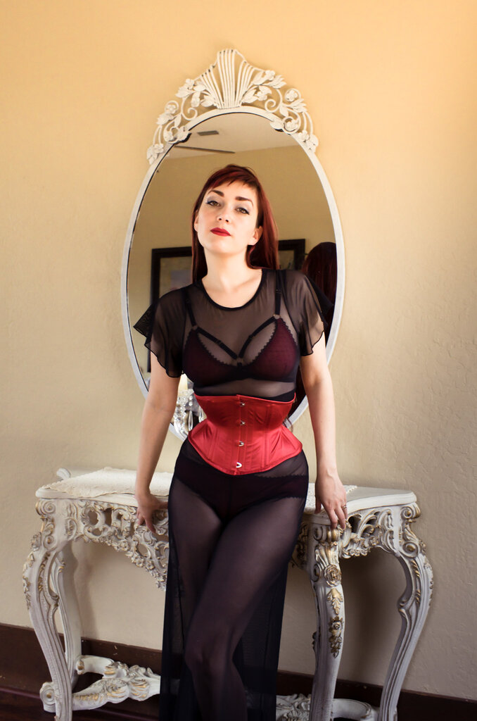 Dark Garden Signature Waspie in Satin [Made To Order]