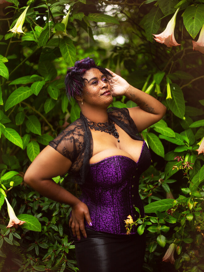 ENCHANTED CORSET キンバリー XS ブラックシャンパン Valentine - Dark Garden Unique Corsetry, Inc.