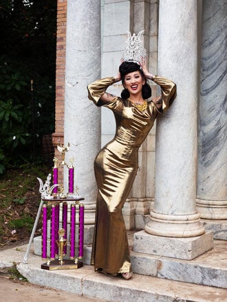 Dark Garden Rosalind Gown in Metallic Stretch