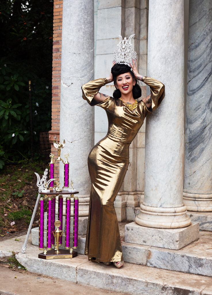 Dark Garden Rosalind Gown in Metallic Stretch