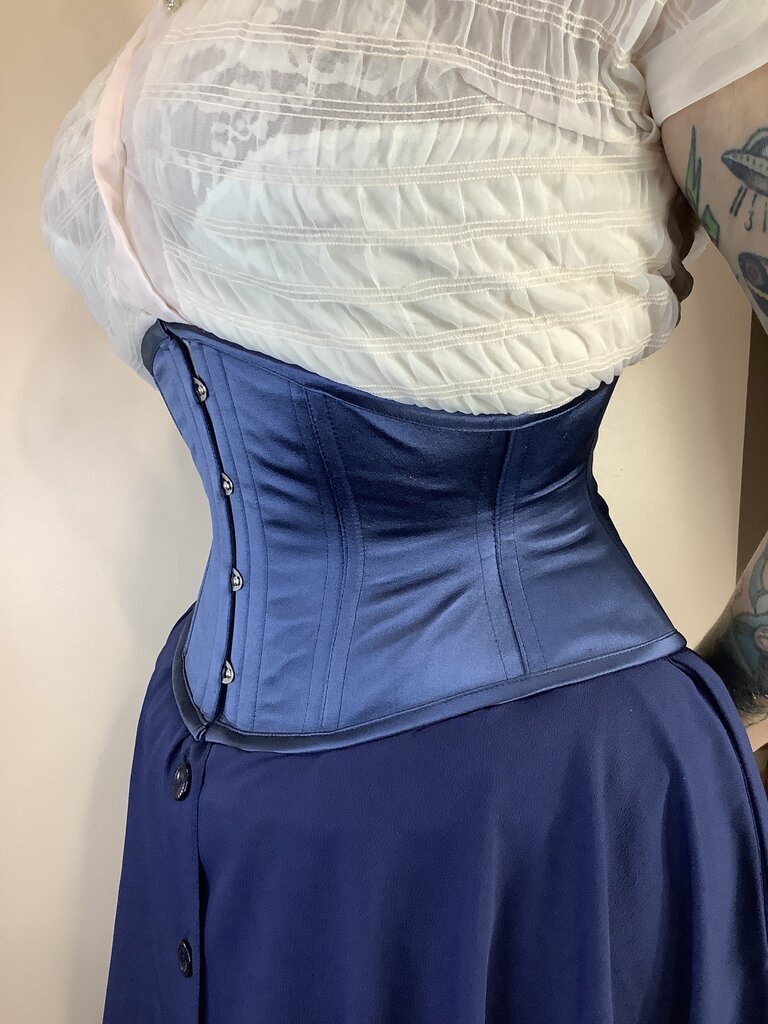 Dark Garden Navy Blue Satin Waspie 24 (Limited Edition)