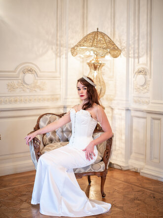 Pop Antique for Dark Garden Madame X Skirt in Italian Stretch Satin [Made to Order]