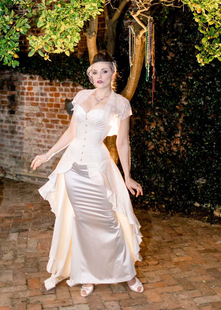 Pop Antique for Dark Garden Madame X Skirt in Italian Stretch Satin [Made to Order]