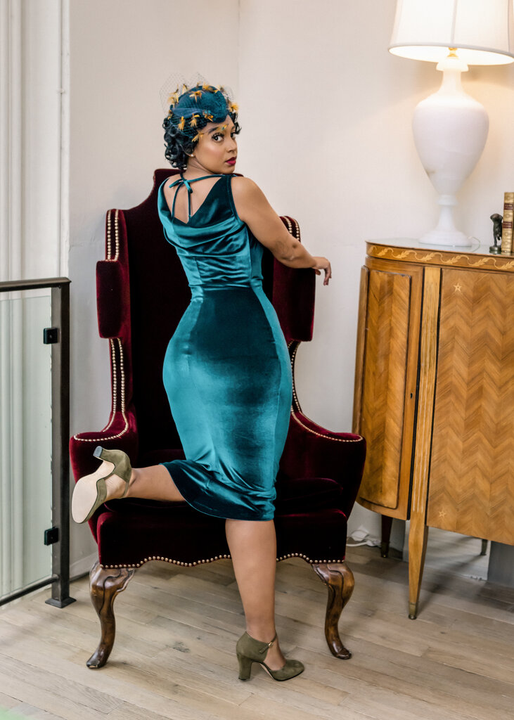 Dark Garden Sleeved Sophia Dress in Velvet
