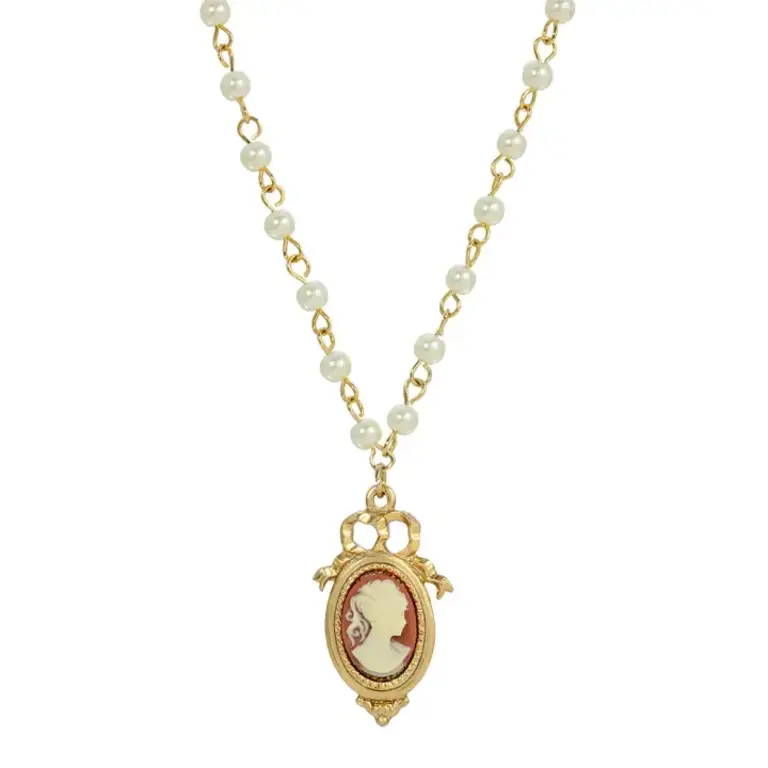 1928 Jewelry 1928 Jewelry Victorian Style White Faux Pearl Chain Necklace