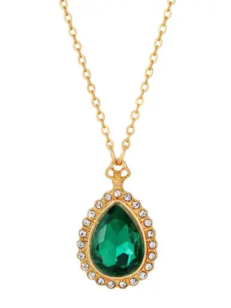 1928 Jewelry Regency Teardrop Green Crystal Pendant Necklace 16" + 3" Ext 1928 Jewelry Regency Teardrop Green Crystal Pendant Necklace 16" + 3" Ext