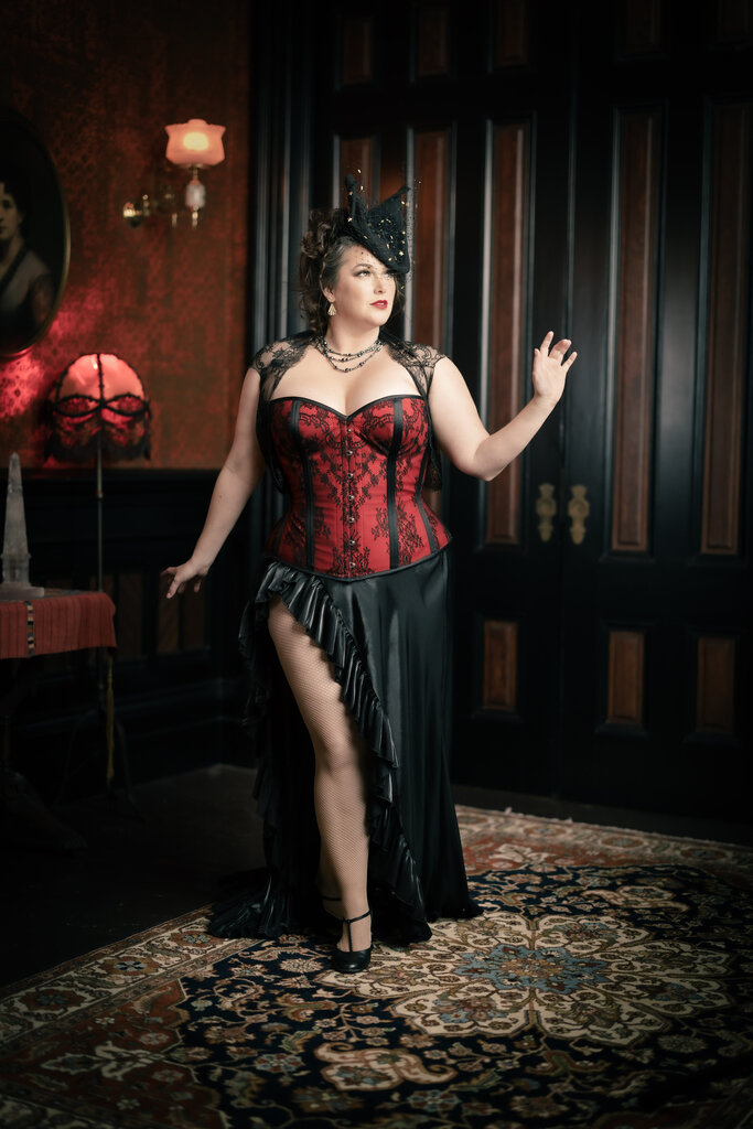 Dark Garden Signature Valentine in Red Poplin/ Black Lace Overlay