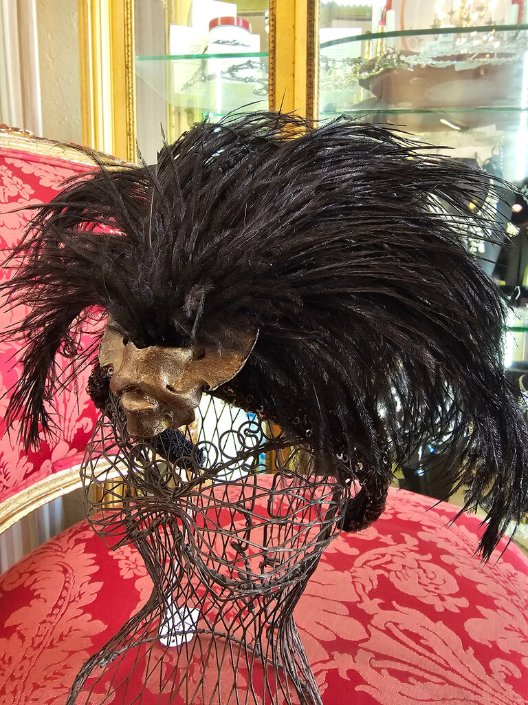 Kalico Delafay Kalico Delafay Covered Sequin Headband with Gilded Vertebrae & Black Feathers