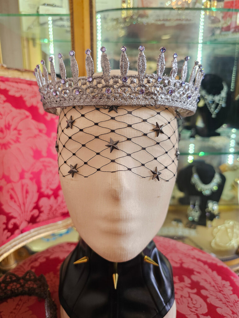 Kalico Delafay Kalico Delafay Silver Pointy Lace Crown with Ice Blue Swarovski crystals