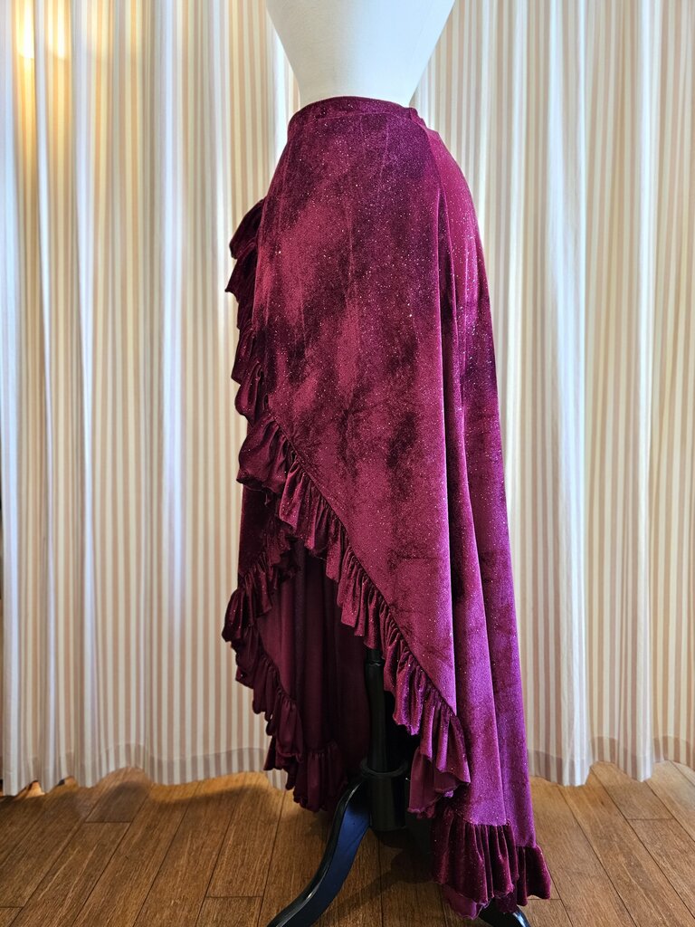 Miss Dark Garden Carmen Wrap Skirt Limited Edition Red Sparkle Velveteen