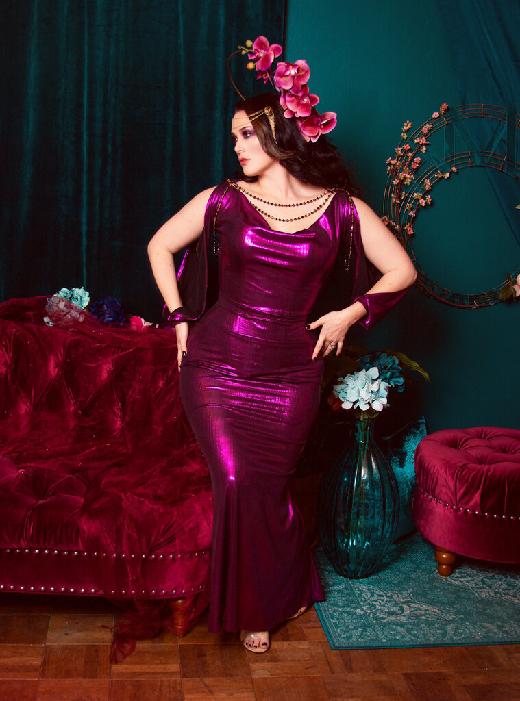 Dark Garden Rosalind Gown in Metallic Stretch