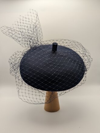 Kalico Delafay Kalico Delafay Navy Felt Button Beret with Veil