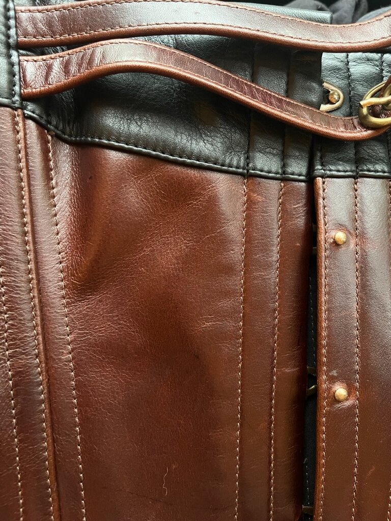 Dollymop for Dark Garden Limited Edition  Brown & Black Leather Specialty Dollymop Overbust Amelia 26