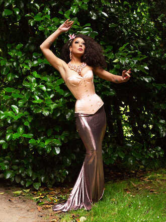 Pop Antique for Dark Garden Madame X Skirt in Stretch Metallic [Made To Order]