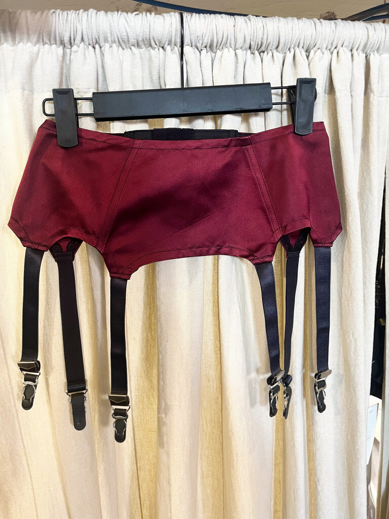 Dark Garden Limited Edition Burgundy Satin Garter Belt XS