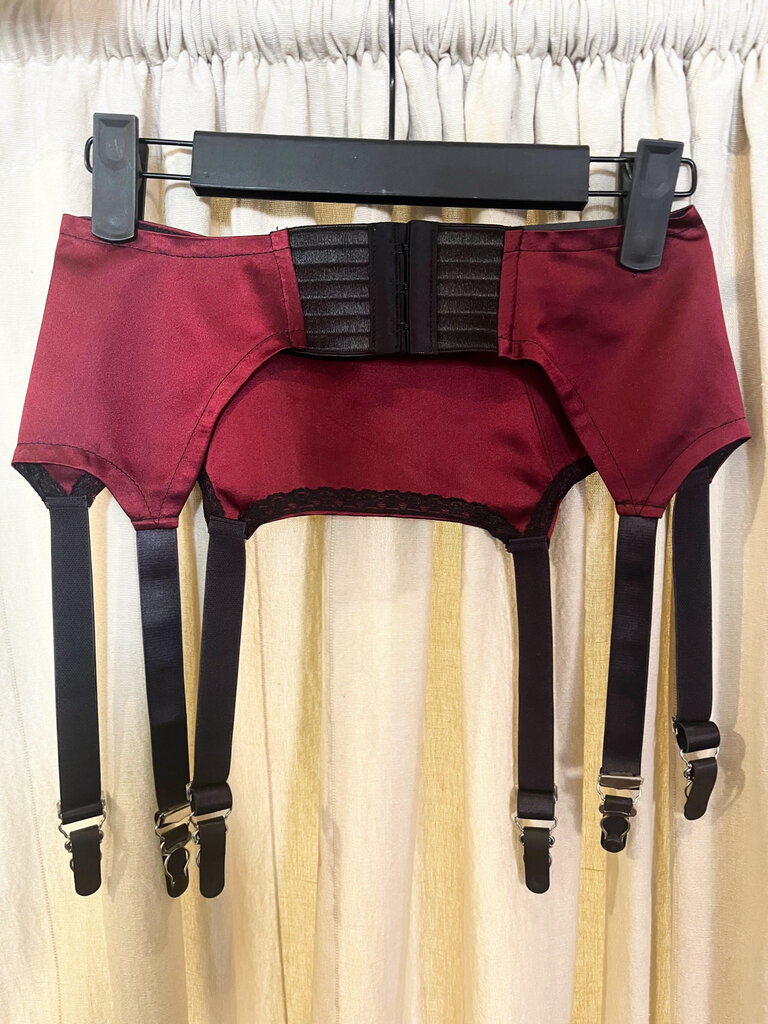 Dark Garden Limited Edition Burgundy Satin Garter Belt XS