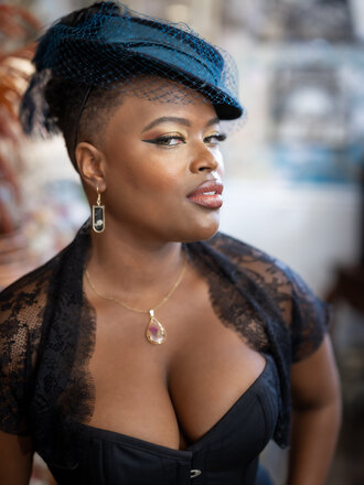 Kalico Delafay Black Felt Boater with Deep Teal Ribbon/Ostrich Feather