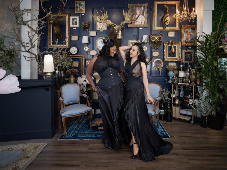 Dark Garden Signature Carmen Wrap Skirt in Shimmer Satin [Made to Order]