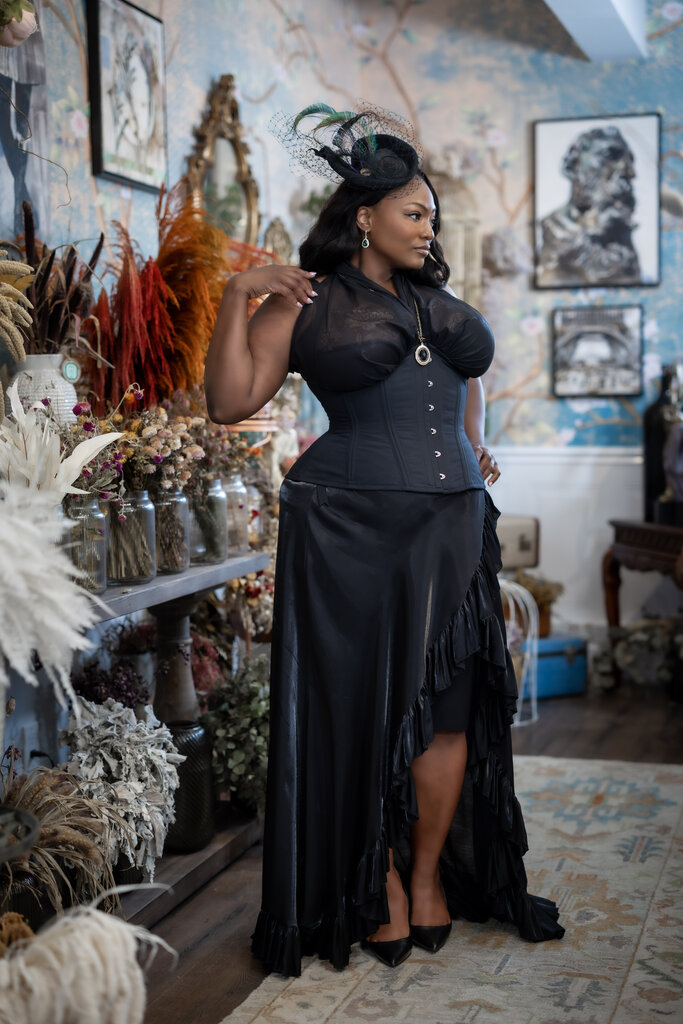 Dark Garden Signature Carmen Wrap Skirt in Shimmer Satin [Made to Order]