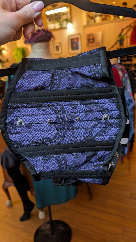 Dark Garden Purple Poplin & Black Lace Overlay Waspie 18 (Limited Edition)