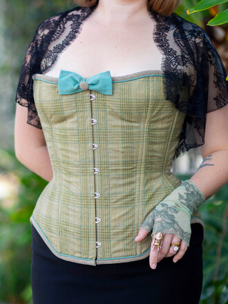 Dark Garden Dollymop Overbust in Spring Plaid Wool 28 (Limited Edition)