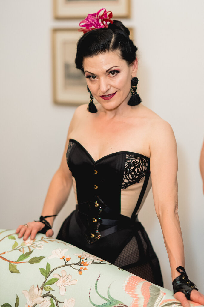 Dark Garden "RedBone" Leather Lace Bust Appliqué for Risqué Overbusts