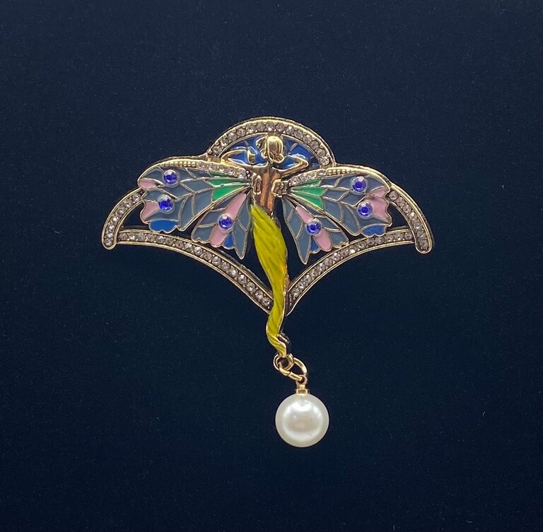 Mio Queena Rhinestone Inlaid Enamel Elf Brooch